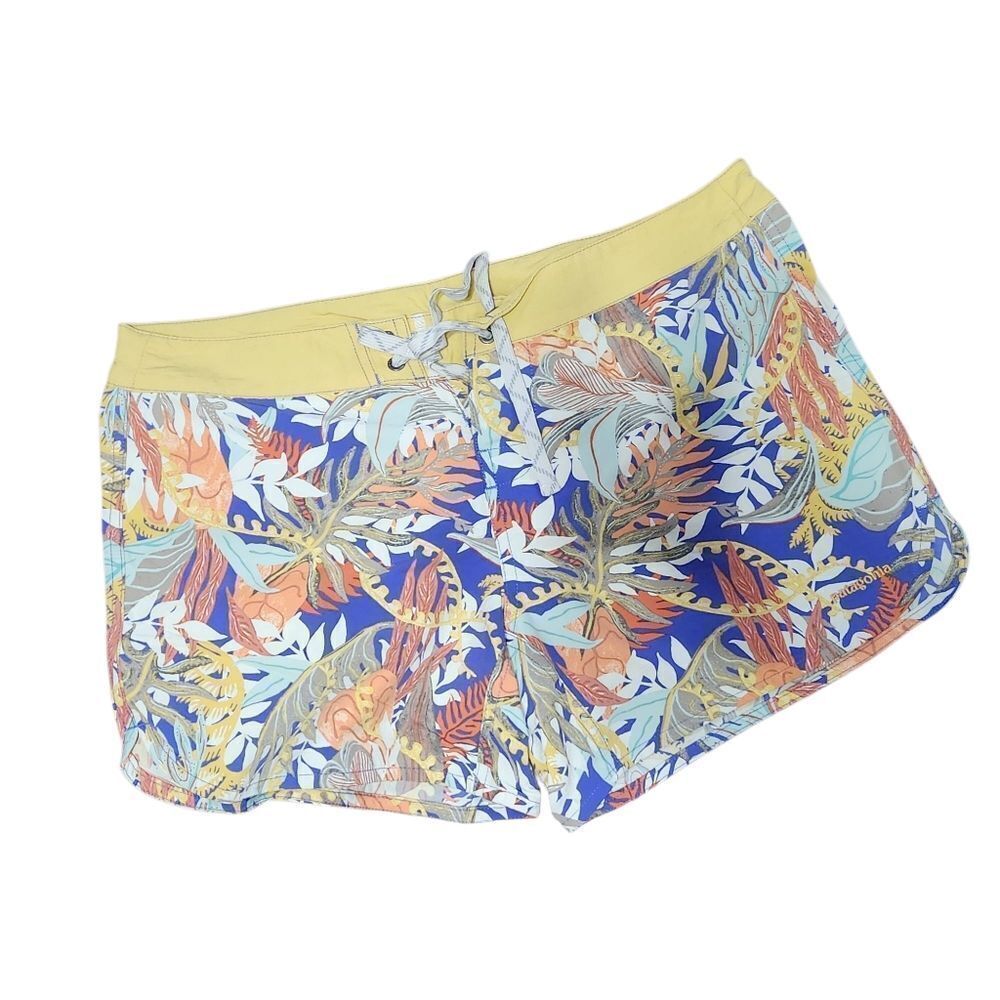 Patagonia Women's Tropical Print Blue & Yellow Running Shorts